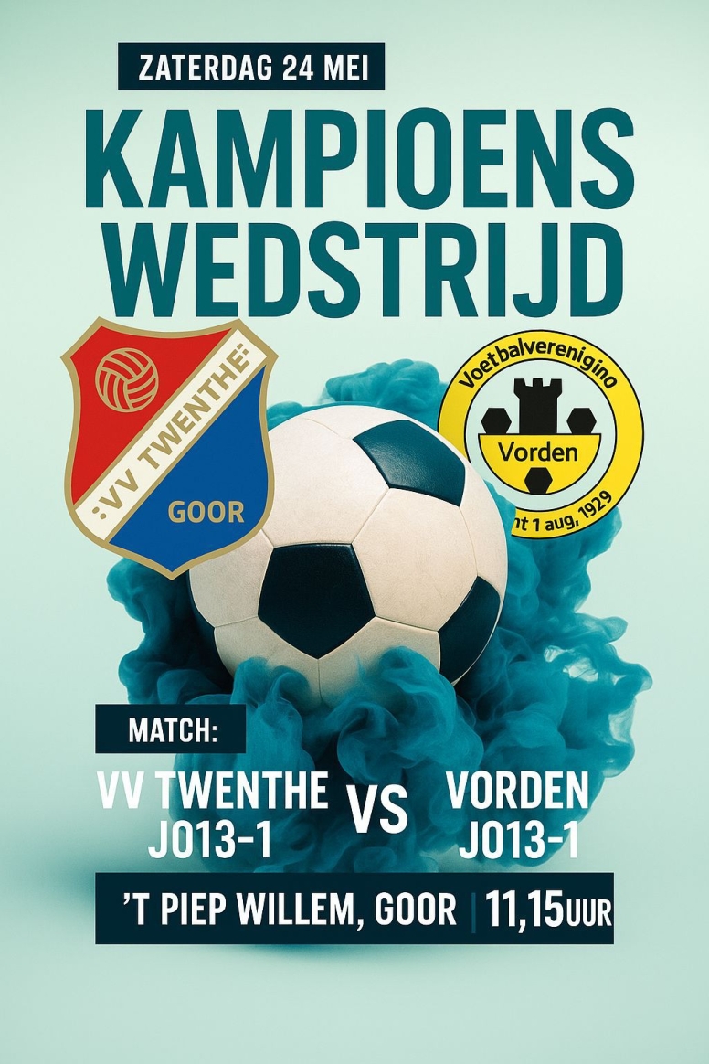 Kampioensduel JO13-1, komt allen!