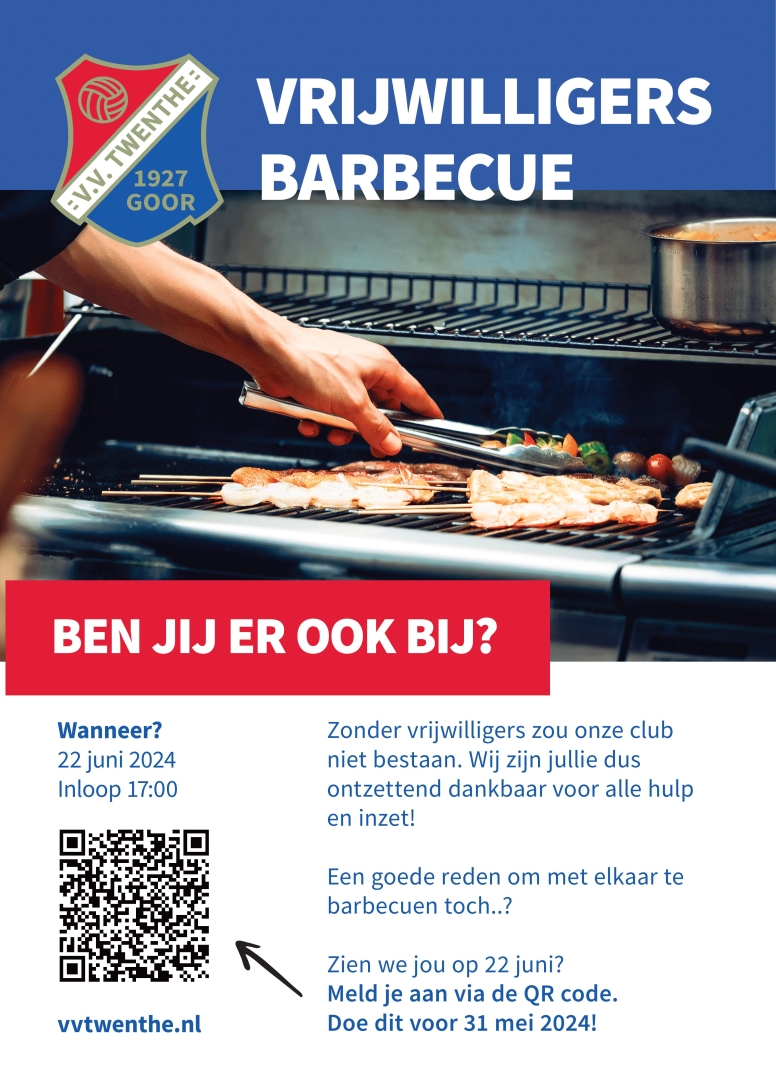 VrijwilligersBBQ 22 juni, meld je nu aan!