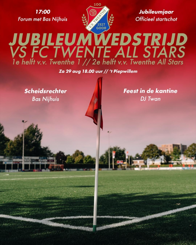 v.v. Twenthe trapt jubileumseizoen feestelijk af op 29 augustus!