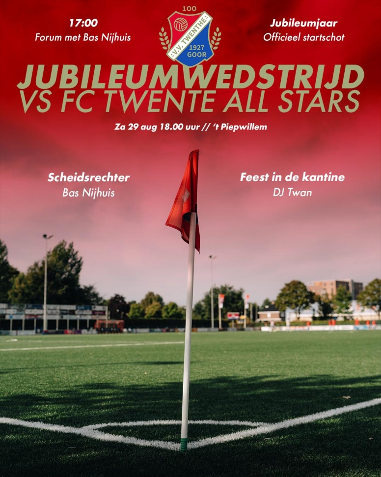 v.v. Twenthe trapt jubileumseizoen feestelijk af op 29 augustus!