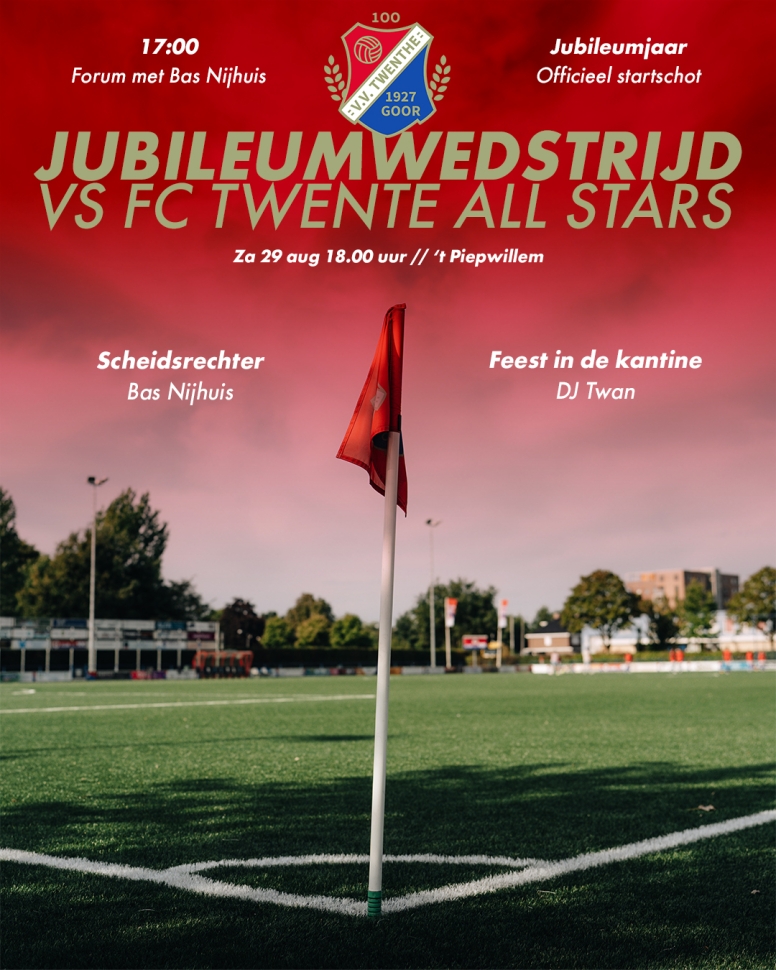 Zaterdag 29 augustus: v.v. Twenthe trapt jubileumseizoen af met een feestelijke dag
